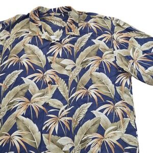 Tommy Bahama‎ XXL Mens Silk Tropical Leaf Print Button Down Short Sleeve Shirt